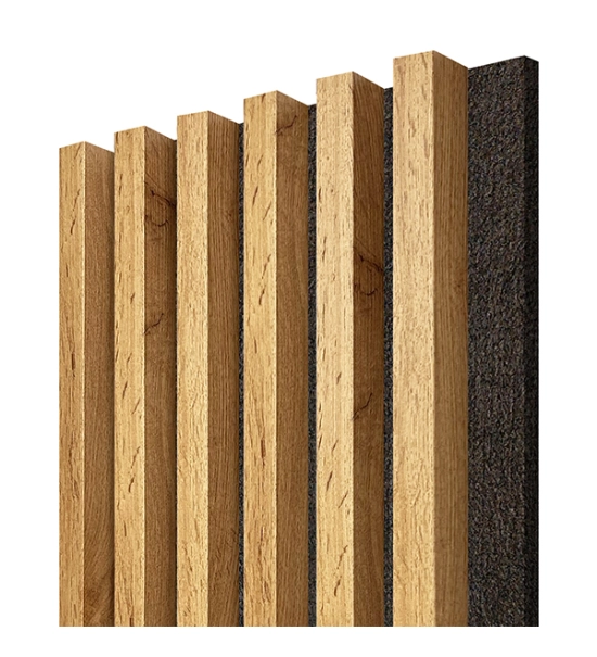 Acoustic panel with 6 slats, WOTAN oak, 28x275 cm (0.77 m²)